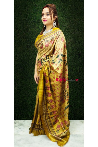 Pure Handloom Gicha Silk With Digital Print Saree(06FE20)